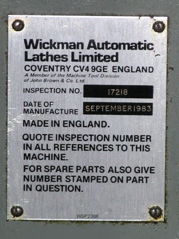   chucker 1983 wickman 6 spindle automatic chucker ref 1 135 model no