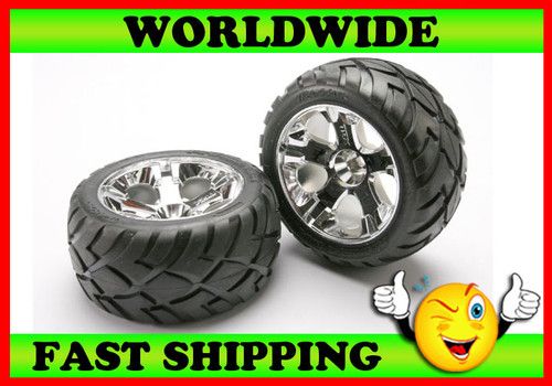   Front Chrome Wheels w/ Anaconda Tires Nitro Rustler Sport Jato 3.3