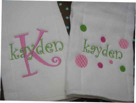 PrEpPy Polka DOT Burp cloth diaper PERSONALIZED Set 2  