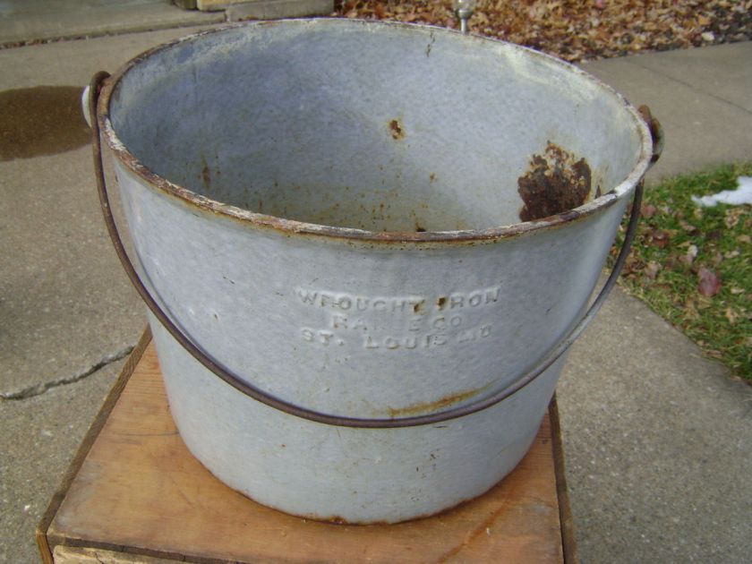 Vintage & Useful Wrought Iron Range Co. Bucket & Handle~  