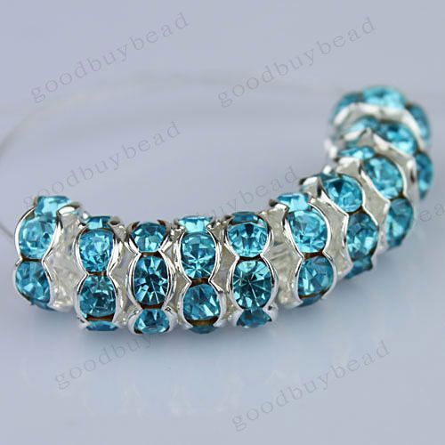 CRYSTAL SILVER SPACER LOOSE BEADS JEWELRY FINDINGS WHOLESALE 8MM 