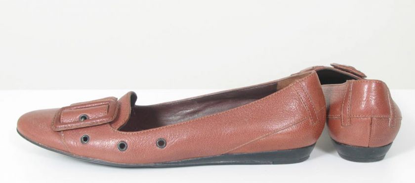 STEPHANE KELIAN Brown Leather French Ladies Flats SZ 5 1/2  