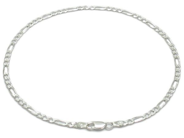 Sterling Silver 9 10 11 12 Figaro Anklet 3mm 080  