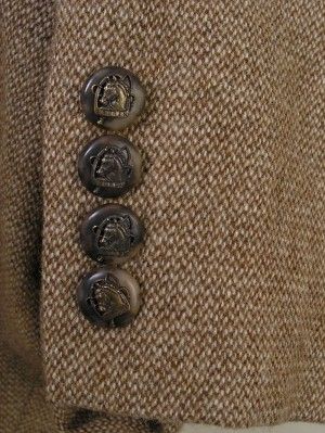 Ralph Lauren Equestrian Blazer Brown Tweed Horse Buttons Lambs Wool 12 