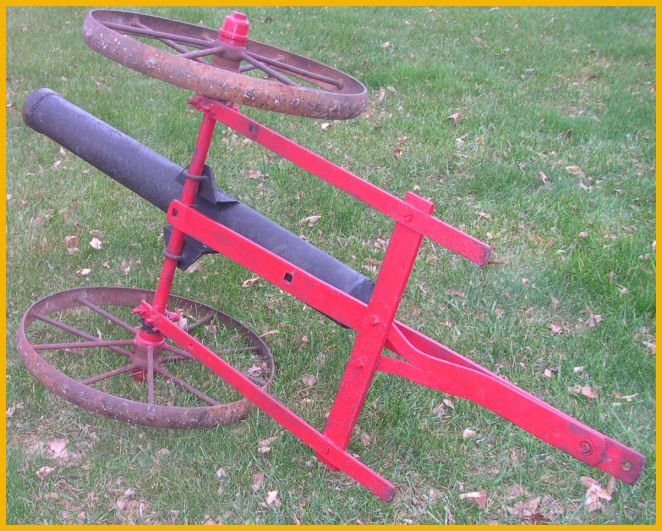 Vintage Yard Art Steel Wheel Cannon Artillery Cast Iron  