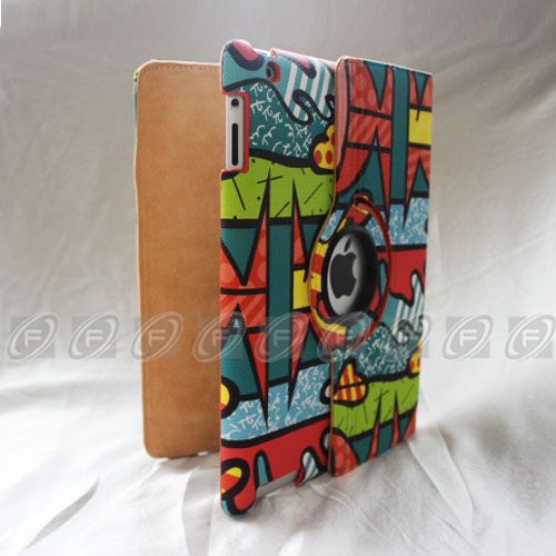 The New iPad 3 360 Rotating Stylish Leather Case Smart Cover Stand 