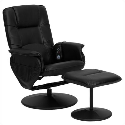 FlashFurniture Massaging Lightweight Leather Recliner and Ottoman 