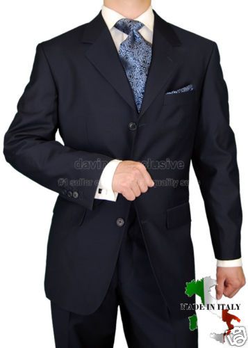 VALENTINO $1598 MENS SUIT WOOL 130 3 DARK NAVY 40R  