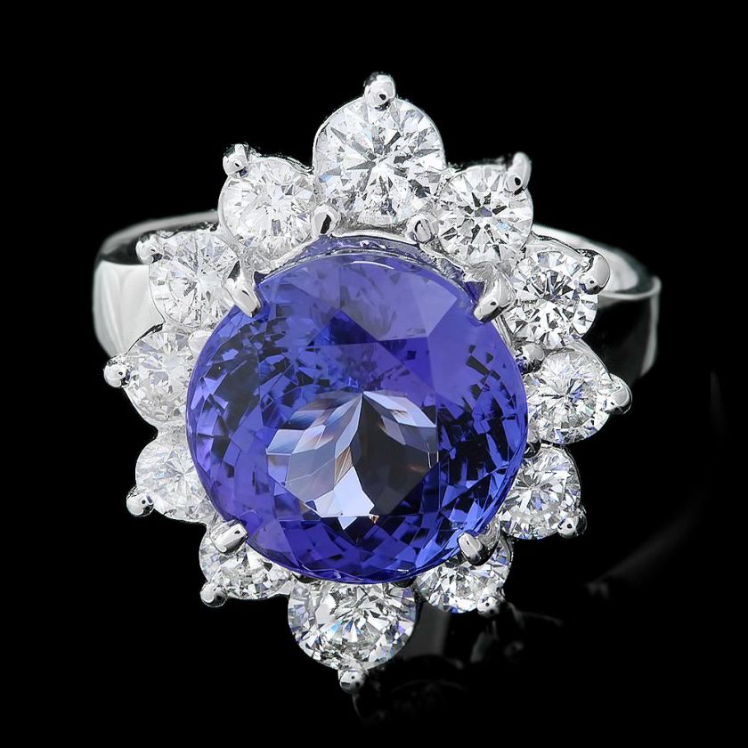 16400 CERTIFIED 18K WHITE GOLD 6.50CT TANZANITE 1.60CT DIAMOND RING 