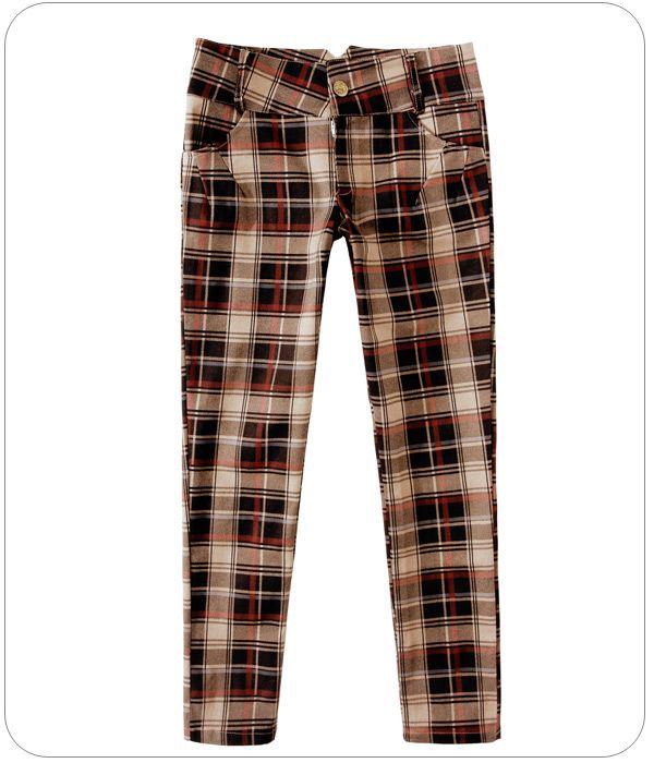 SKINNY TIGHT STRETCH PLAID PENCIL LEGGINGS PANTS SLIM 1648  