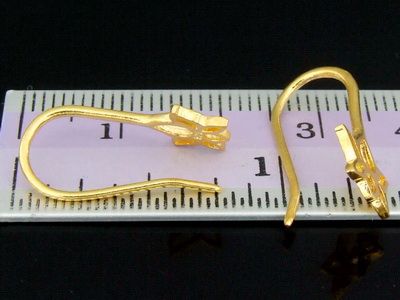 THAI KAREN SILVER 4 GOLD VERMEIL LOTUS EARRING HOOK  