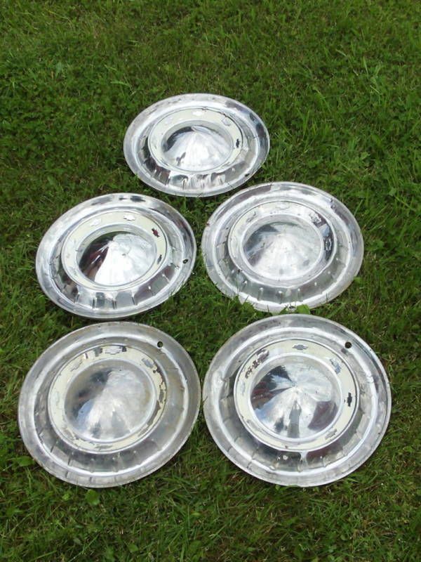 Five Original 1955 Chevy Bel Air Hubcaps  