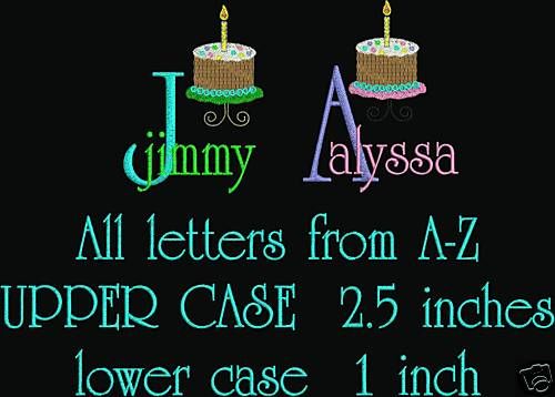 BIRTHDAY CAKE EMBROIDERY MACHINE DESIGN FONT CANDLE NEW  