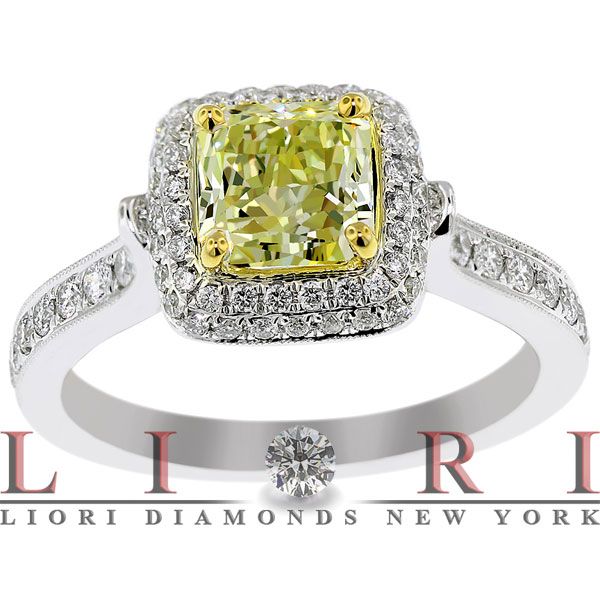 41 CARAT NATURAL FANCY YELLOW RADIANT CUT DIAMOND ENGAGEMENT RING 