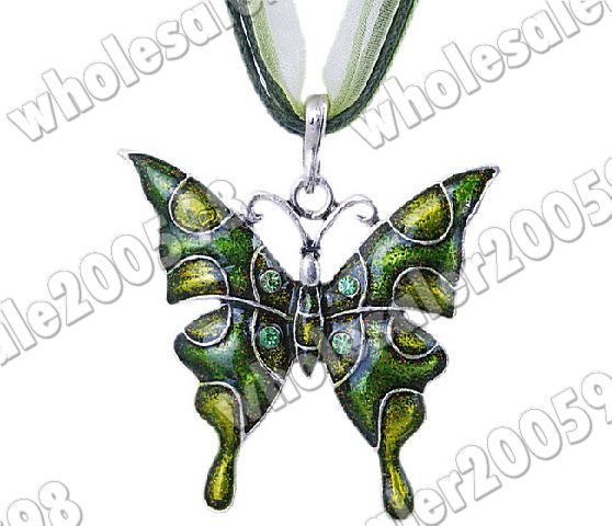 6strands Butterfly Rhinestone&Enamel 51*53MM Pendant Necklaces TY0061