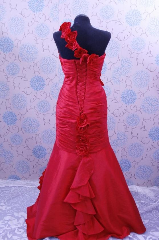 Prom dress gown evening red flowers fishtail 2011 new  