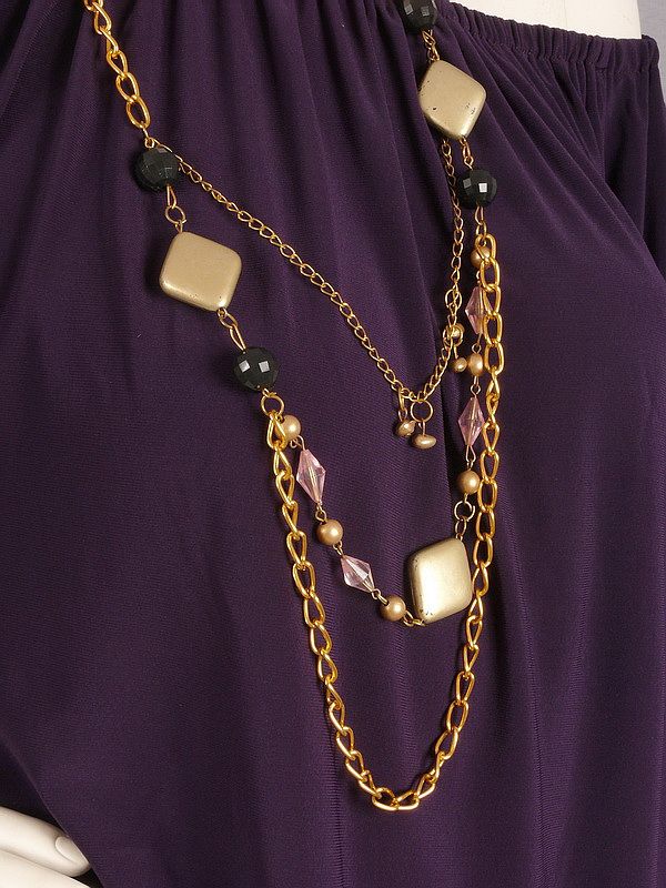 Purple Off the Shoulder Top w/ Necklace L  