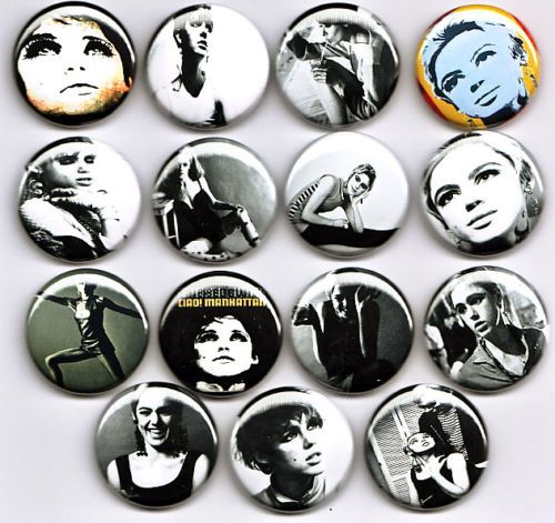 EDIE SEDGWICK Badges x15   Girl On Fire Factory Model andy warhol art 