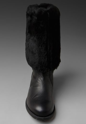 Kelsi Dagger Glenda Shearling Foldover Boot Black 9 M  