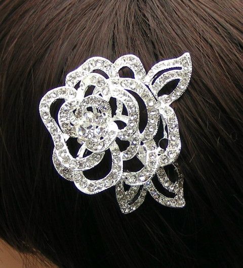 Big Bridal Wedding Party Rose Hair Comb FREE SHIP K540  