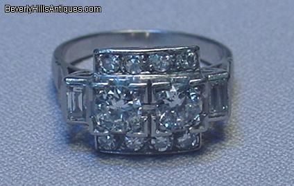 Antique Art Deco 1.26C Diamonds Platinum Ring  