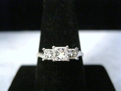   GOLD & PLATINUM .75 CTTW. PRINCESS CUT DIAMOND 3 STONE RING  