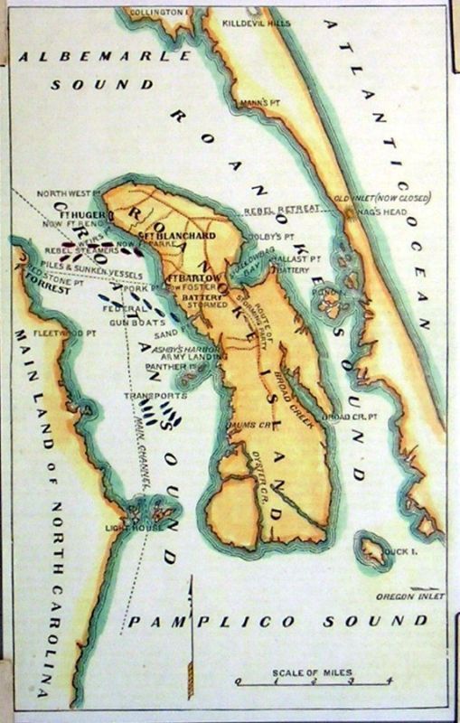 Roanoke Island Croatan North Carolina Civil War Map  