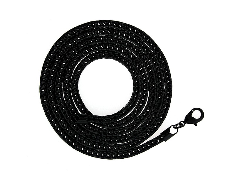 MENS 36 INCH JET BLACK GOLD FINISH FRANCO CHAIN 4MM  