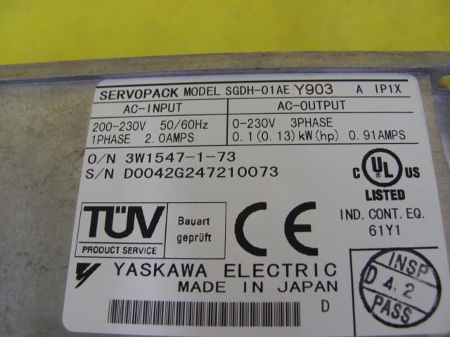 Yaskawa Servopack Servo Drive SGDH 01AEY903 Working 200V 0190 08038 