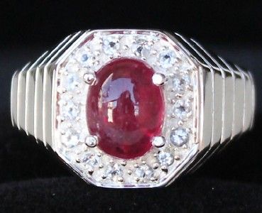 Stunning Natural 2.65ct Blood Red Ruby & W.Topaz Ring 925  