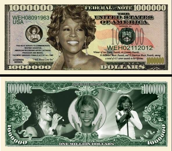 REMBERING WHITNEY HOUSTON DOLLAR BILL (2/$1.00)  