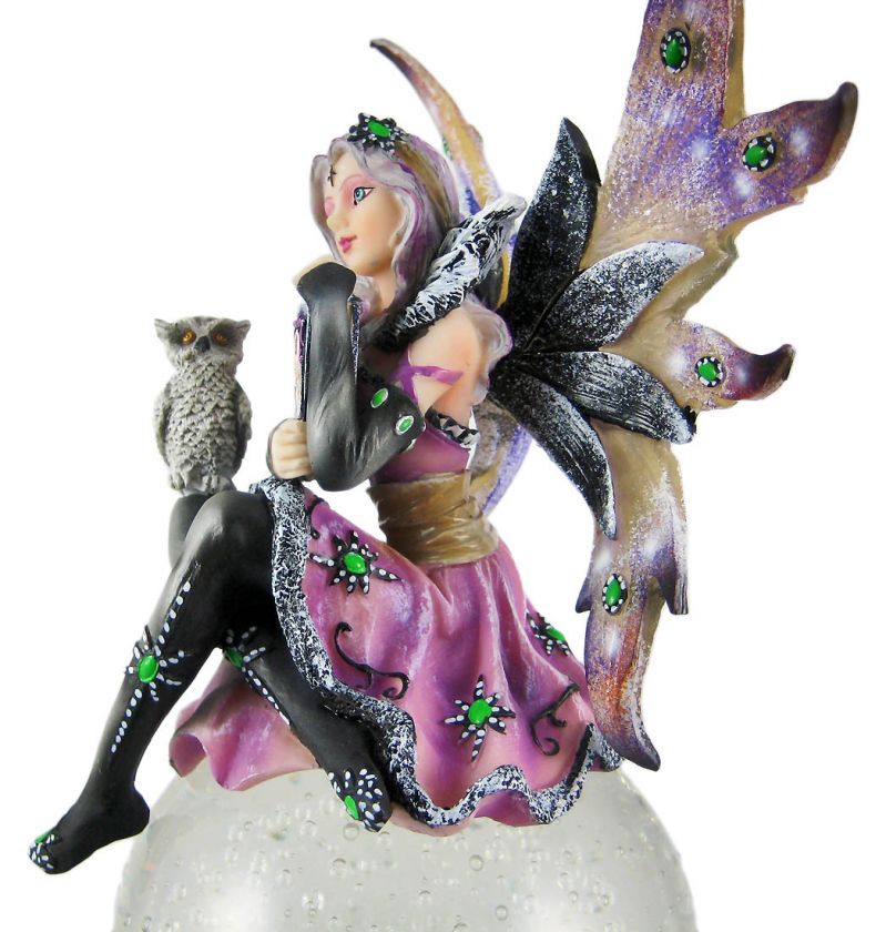 Large Winter Woods Bubble Fairy Statue W/ Owl Faerie Figure  