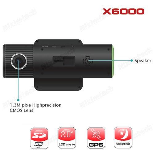   Camera Vehicle Dual Cam G Sensor GPS Logger BlackBox X6000 cam  