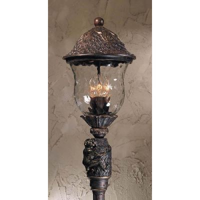 NEW 3 Light Tropical Outdoor Post Lamp Lighting Fixture, Bronze, Clear 