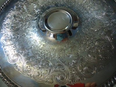 VINTAGE WM ROGERS 866 SILVER PLATE ROUND PLATTER DISH  