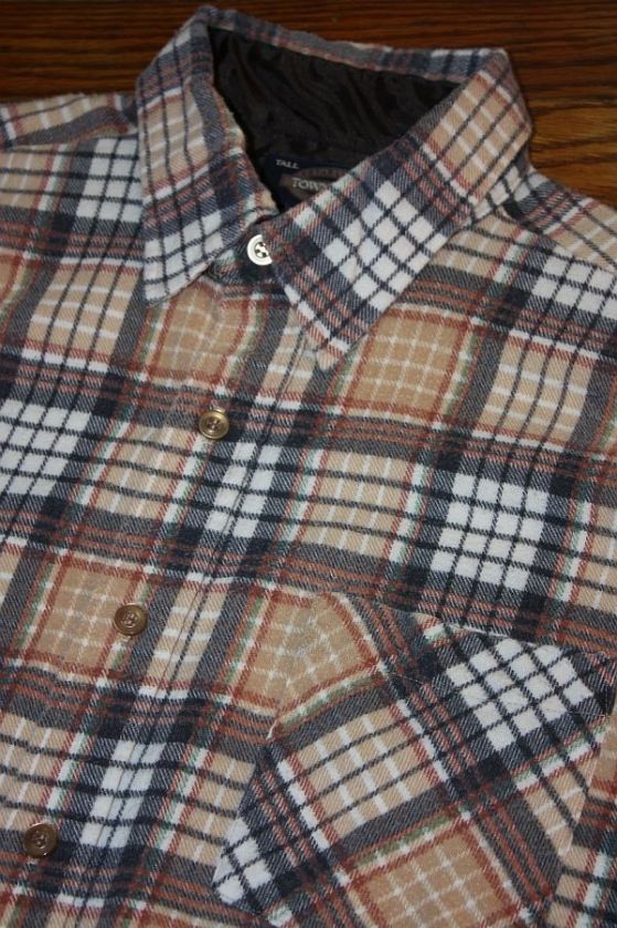 LT * vtg 90s plaid FLANNEL SHIRT * grunge * large tall  