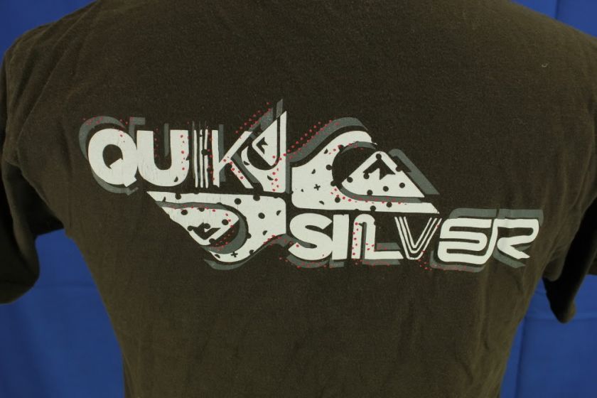 Quiksilver Dark Brown White Red Dot Logo T shirt Medium  