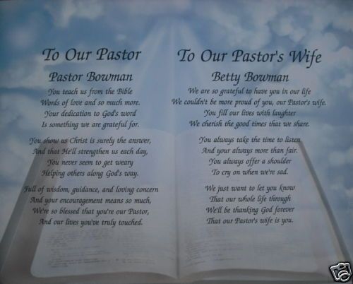 PASTOR & WIFE PERSONALIZED POEMS GIFT FOR PASTOR APPRECIATION FOR 