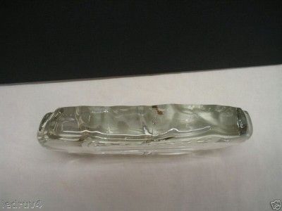 Fostoria HANDETCHED ROCK glass crystal PAPERWEIGHT SIGN  