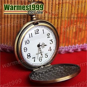   Vintage Luck Quartz Pocket Watch Pendant Necklace Chain New HB355