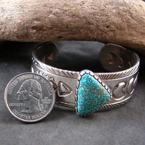 Navajo Jay Livingston Tri Shape No. 8 Turquoise Cuff  