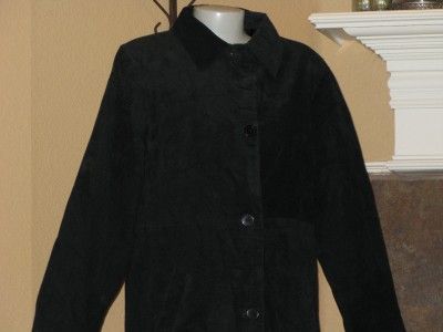   CENTIGRADE Black Full Length Washable Suede Ladies Coat Small  