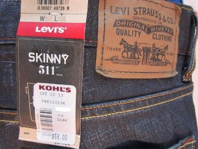   LEVIS 511 SKINNY JEANS   DARK WASH   MSRP $58   New with tags  