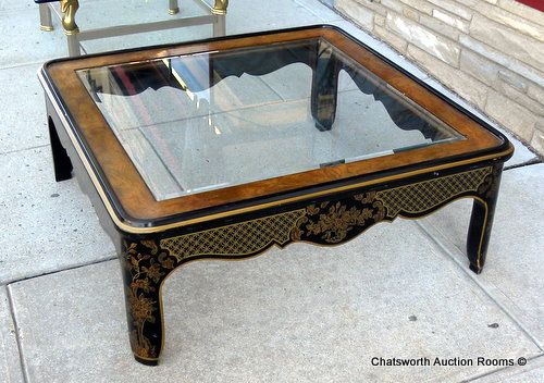 Drexel Heritage Et Cetera Glass Top Coffee Table 1980s  