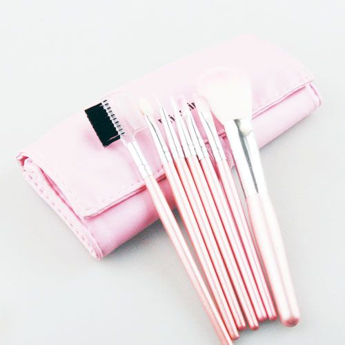 New 7 pcs Makeup Brushes Cosmetic Brushe Set Pink case  