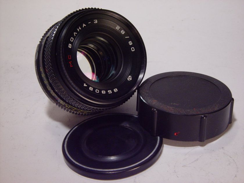 Lens MC VOLNA 3 2.8/80 KIEV 88. Very good. s/n 858094.  