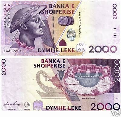 ALBANIA 2000 LEKE 2007 (2008) PICK NEW UNC  