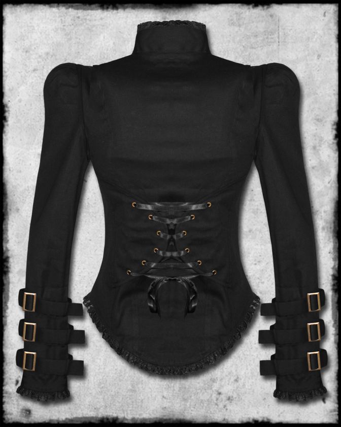 BLACK COPPER STEAMPUNK GOTH VICTORIAN MILITARY JACKET  