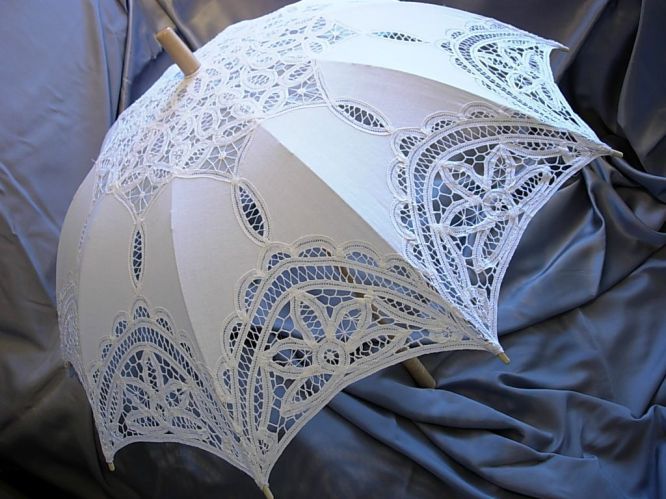 Battenburg lace wedding bridal Parasol victorian white  