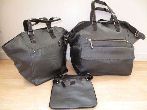 New Victorias Secret Black TRIO Weekender Bag Set 3 pc  